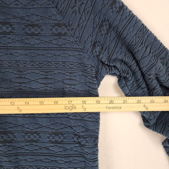Eddie Bauer Sweater Womens Medium Blue Textured Tribal Pattern Quater Zip Fleece - Picture 4 of 11
